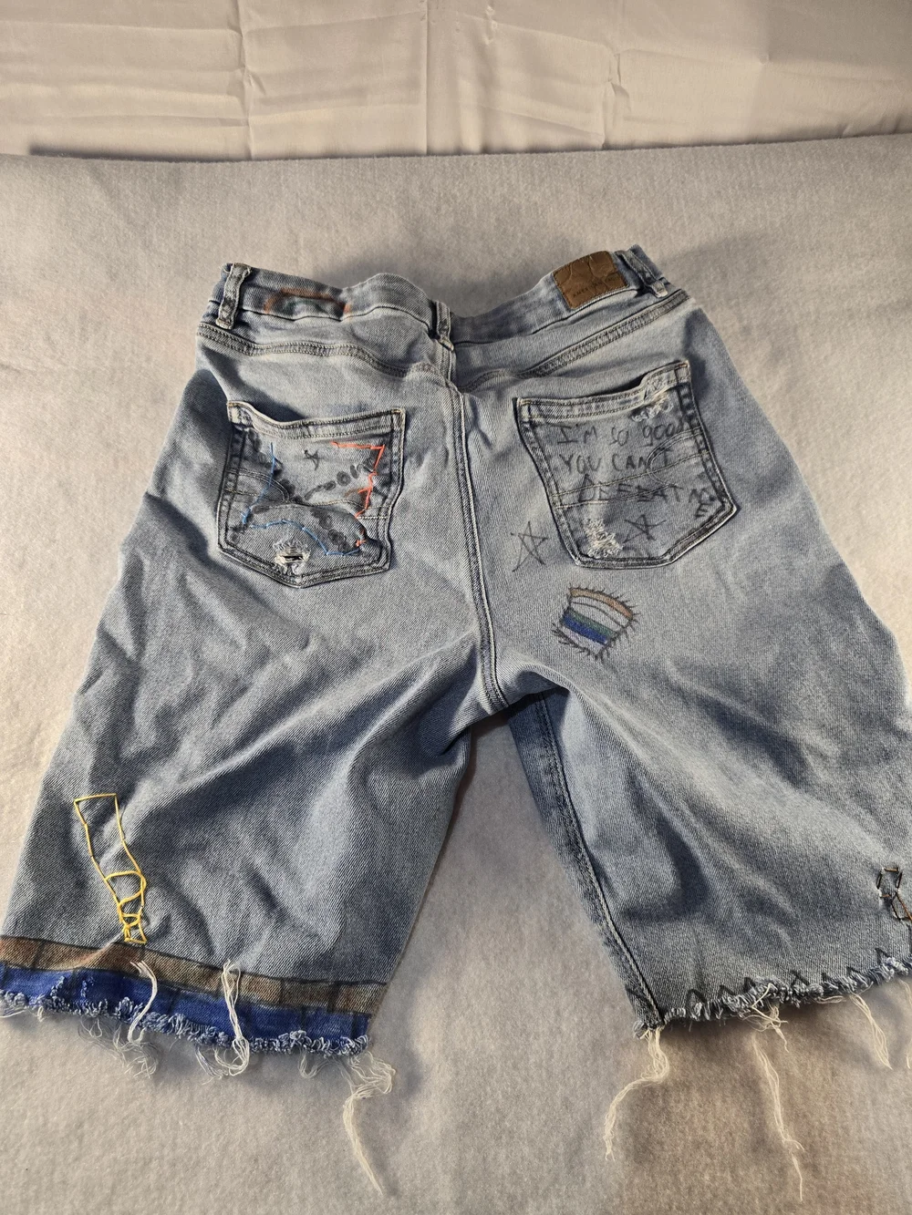 American Eagle Outfitters Light Blue Grafetti with Hand Drawn Accents Long